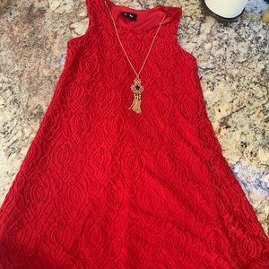 red lace dress with built in necklace